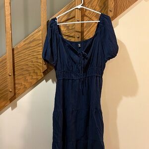 SHEIN Curve Navy Puff Sleeve Peasant Dress 1XL Cottagecore